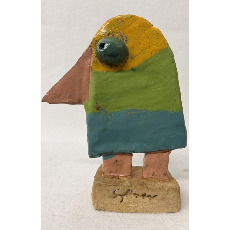 Gulhoved fugl, skulptur, ca. 16x20 cm
