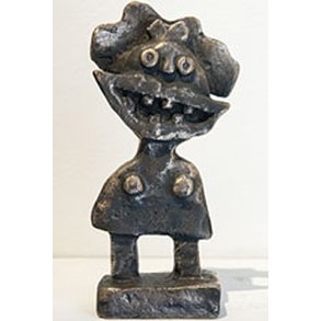 Laughing girl, bronze skulptur, H.18 cm