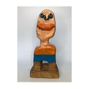 Lille glad mand, skulptur, H.21 cm