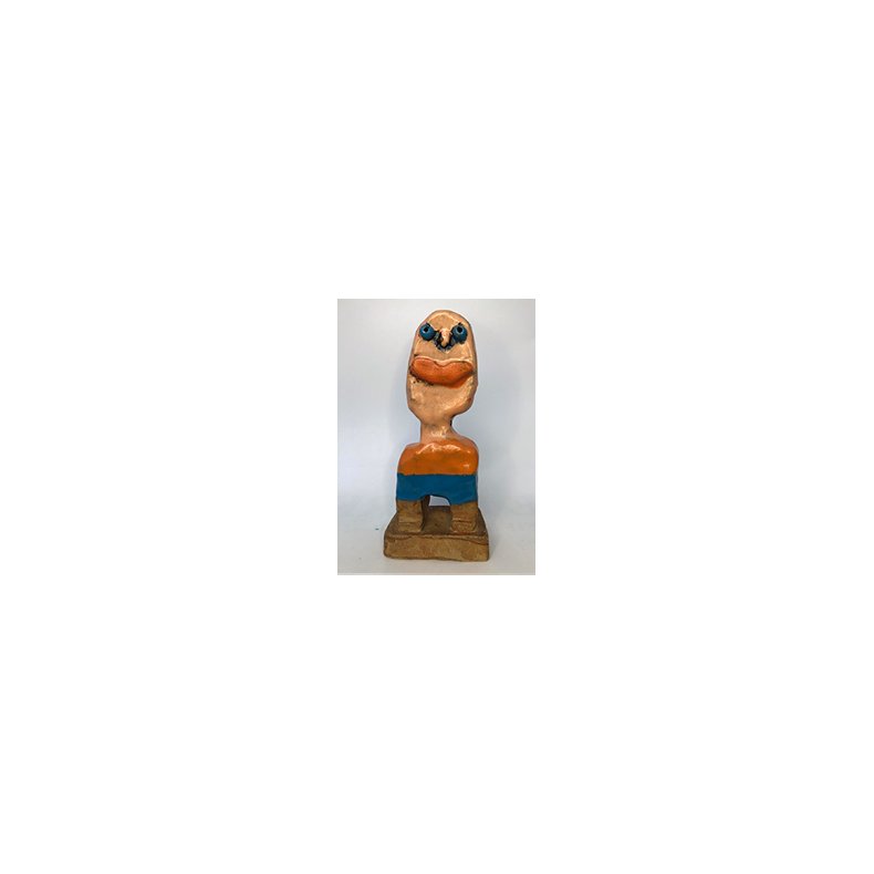 Lille glad mand, skulptur, H.21 cm