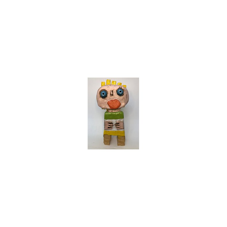 Lille person med striber, skulptur, H.31 cm