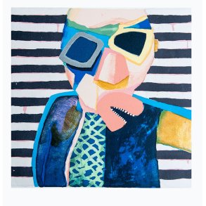 Mand med bundgarnstrje, litografi