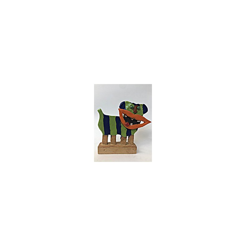 Stribet hund, skulptur, H.16 cm