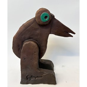 Vandrefugl, bemalet bronze, bronze skulptur, H.20 cm