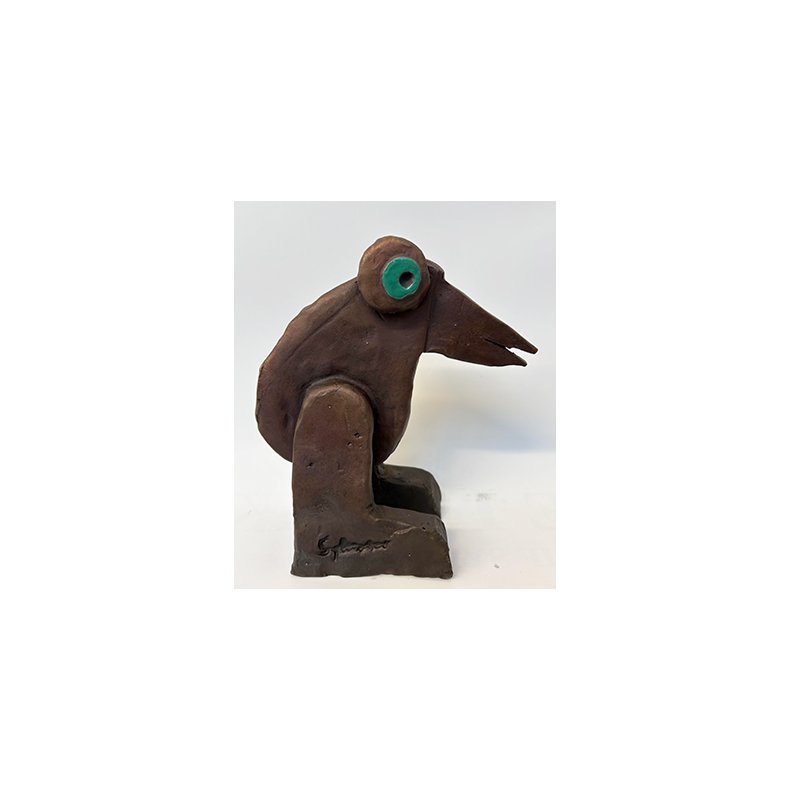 Vandrefugl, bemalet bronze, bronze skulptur, H.20 cm